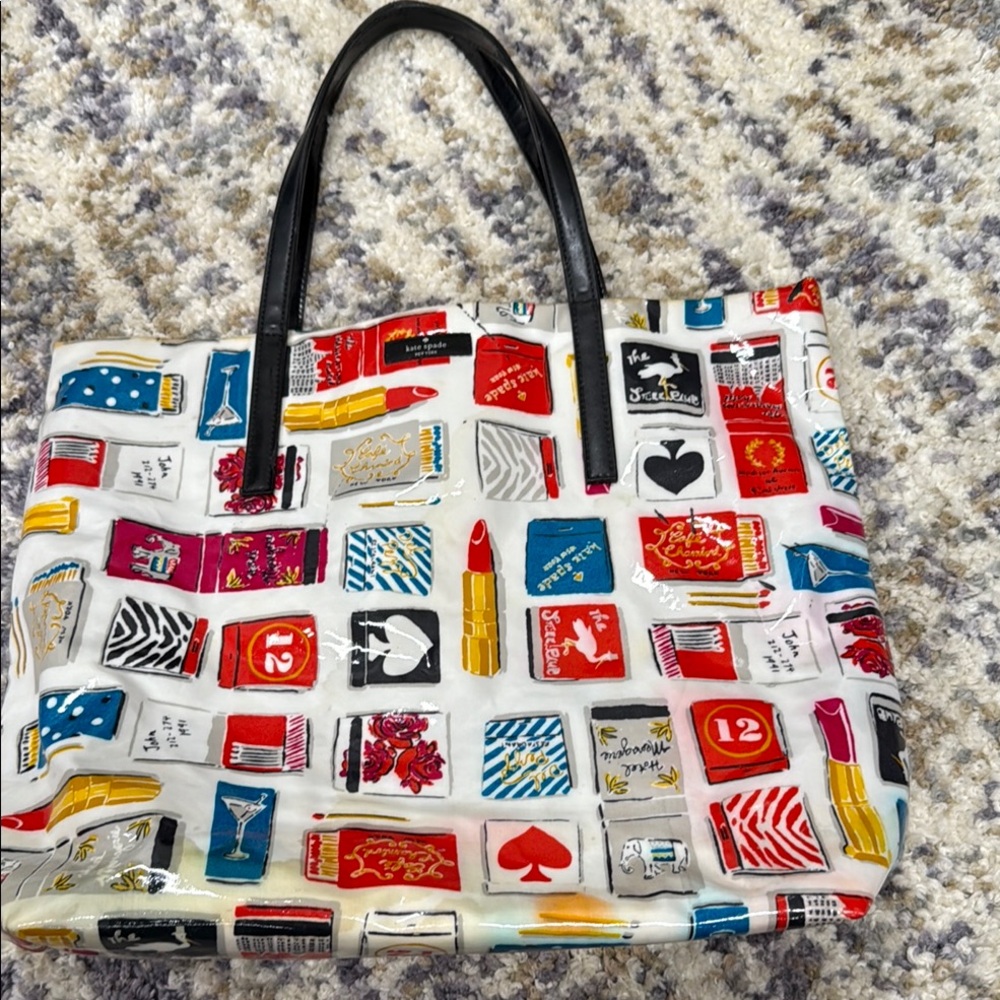 Kate Spade - Black and Red Eclectic Tote Bag with Durable Handles authentic